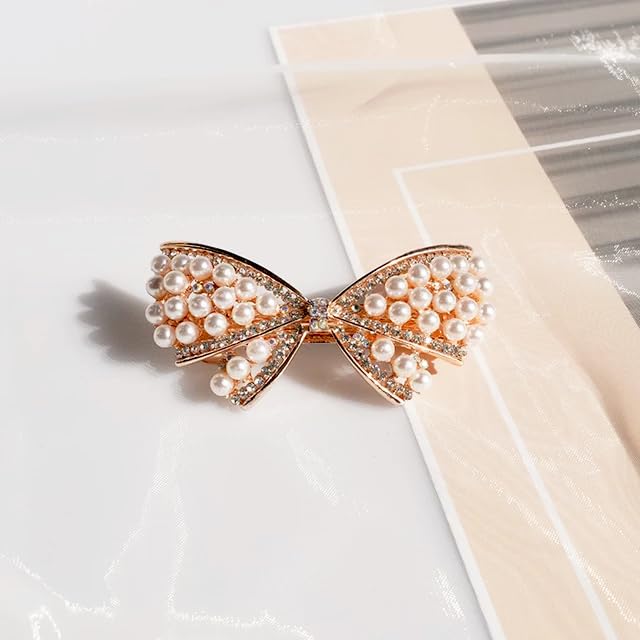 1pc Pearl Hair Clip - Elegant Spring Pearl Barrettes with Bowknot Design, French Bobby Pins for Women & Girls | Perfect for Weddings, Parties & Daily Hairstyling
