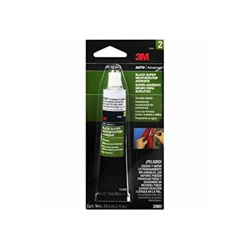 3M Black Super Weatherstrip Adhesive 1 Oz - Heavy Duty Car Weather Stripping Glue for Doors, Windows & Auto Trim - Perfect for DIY Auto Repair & Home Weatherproofing