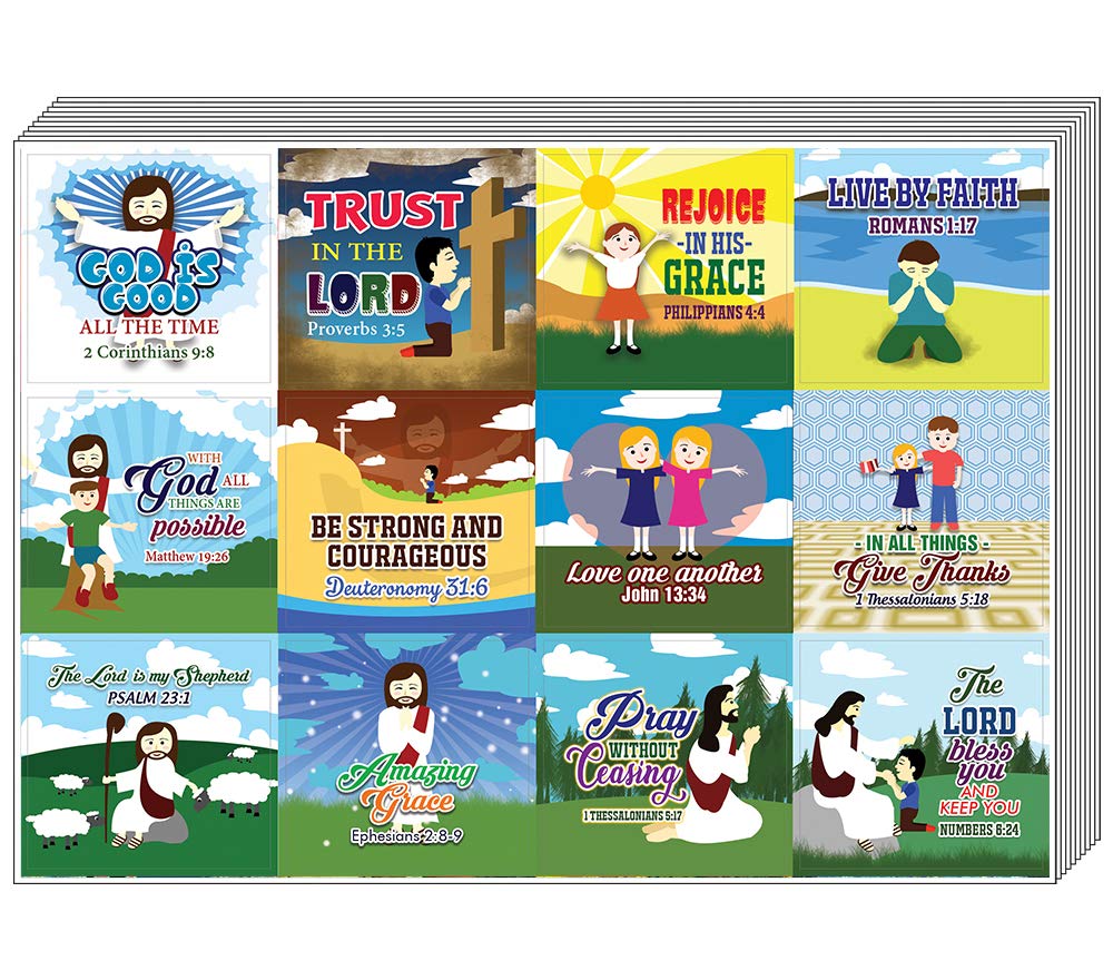Jesus Bible Stickers (10-Sheet) - Stocking Stuffers for Kids - Bible Study & Church Supplies