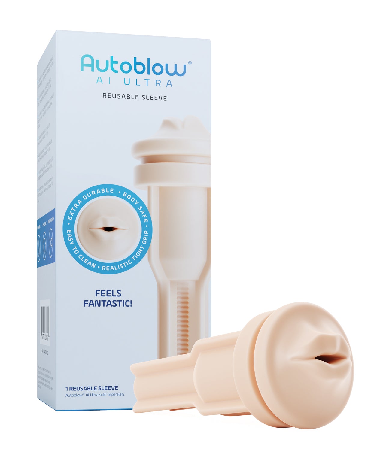 Autoblow AI Ultra Mouth Sleeve - Realistic Beige Male Masturbator for Enhanced Pleasure - Perfect for Solo Play & Discreet Use at Home