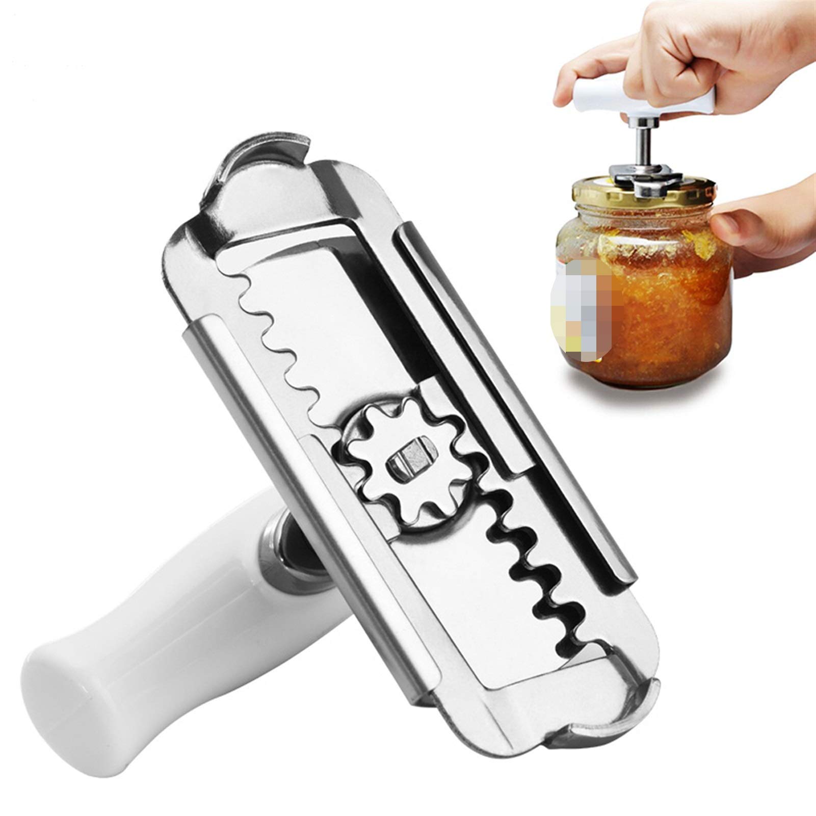 Stainless Steel Adjustable Manual Bottle & Can Opener (1-4 Inches) - Heavy Duty Kitchen Tool for Opening Jars, Bottles & Cans - Perfect for Home, Camping & Outdoor Use