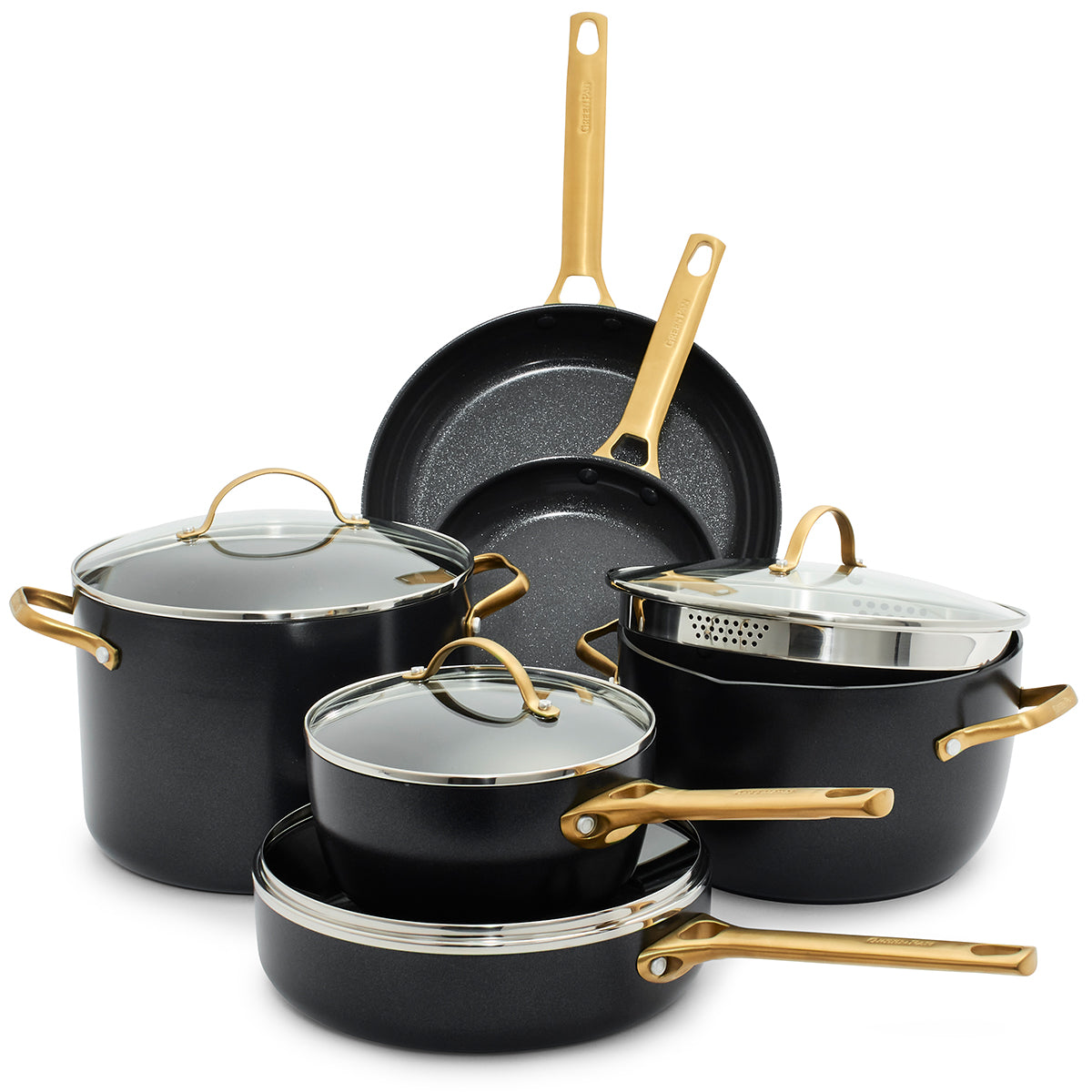 Premium Black Ceramic Nonstick 10-Piece Cookware Set - Eco-Friendly, PFOA-Free Pots & Pans for Healthy Cooking | Perfect for Induction, Gas & Electric Stoves | Ideal for Frying, Sautéing & Simmering