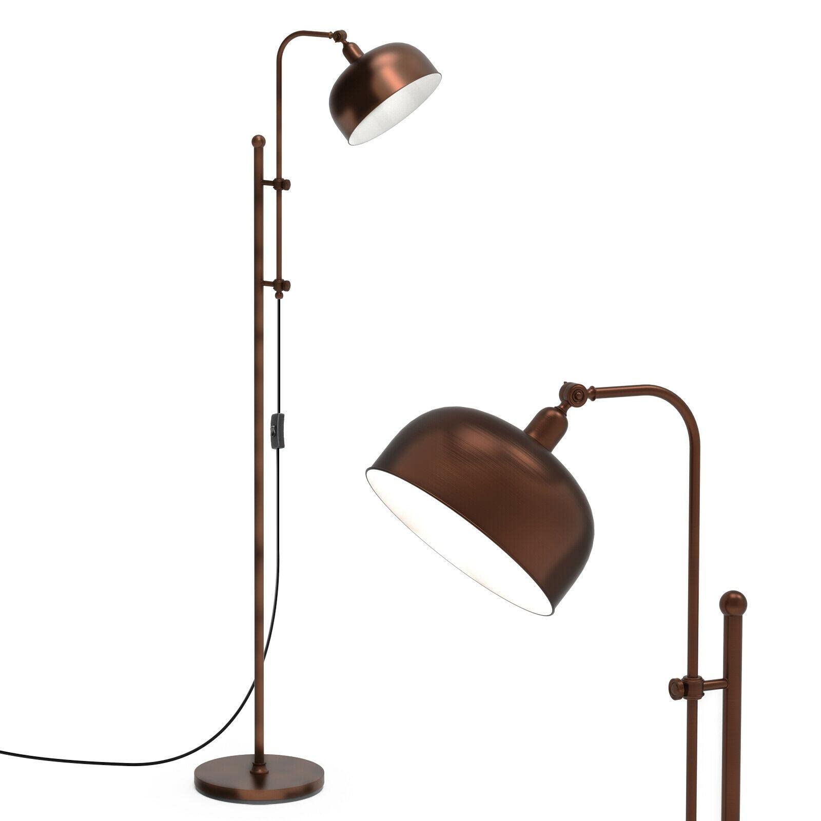 **Adjustable Height Industrial Floor Lamp - Bronze Standing Pole Light with Swivel Head for Living Room, Bedroom & Office - Modern Home Decor Lighting for Reading & Relaxation**