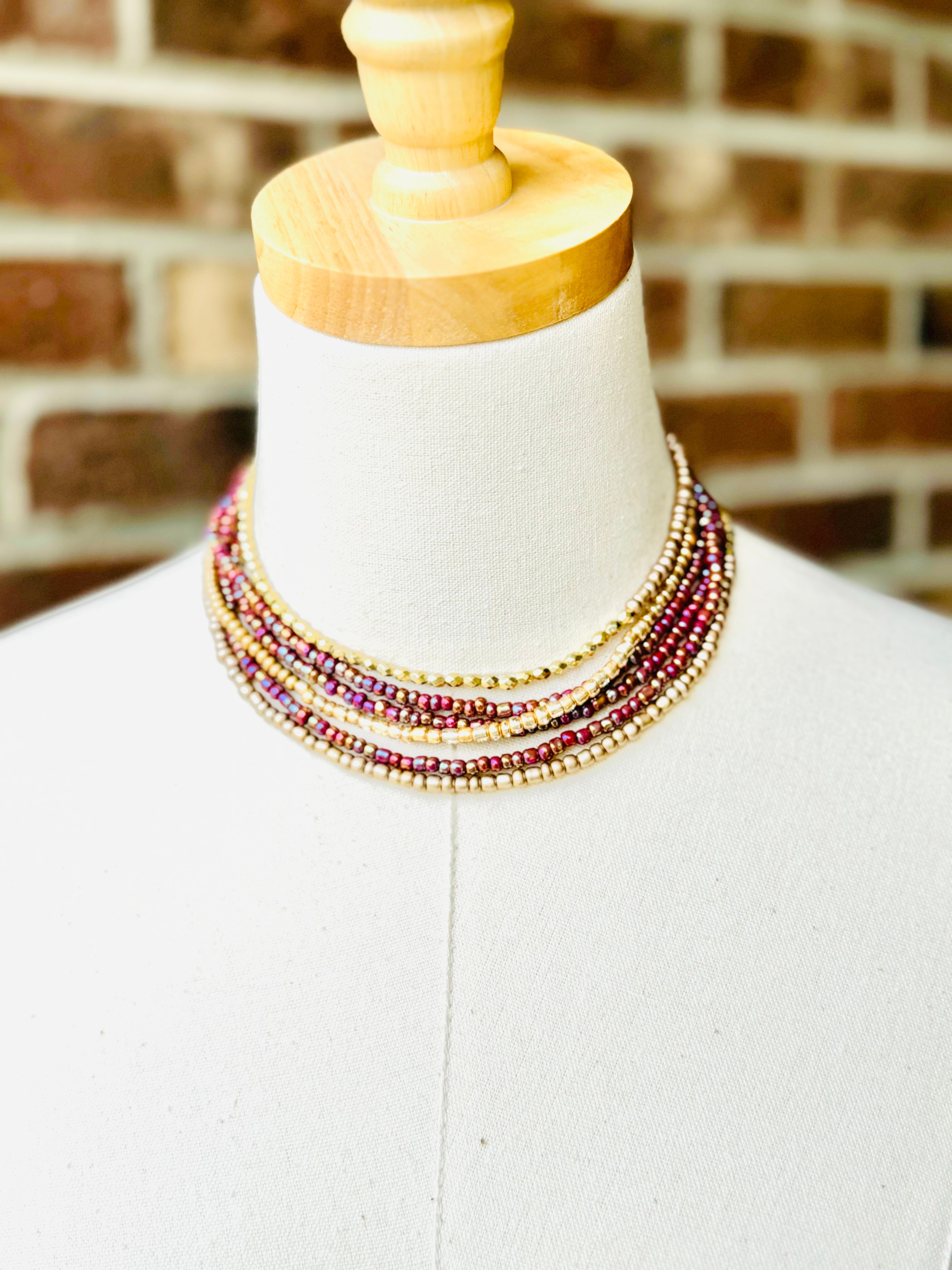 Iridescent Plum Beaded Wrap Necklace & Bracelet Set - Boho Chic Jewelry for Women, Perfect for Parties, Weddings & Everyday Wear