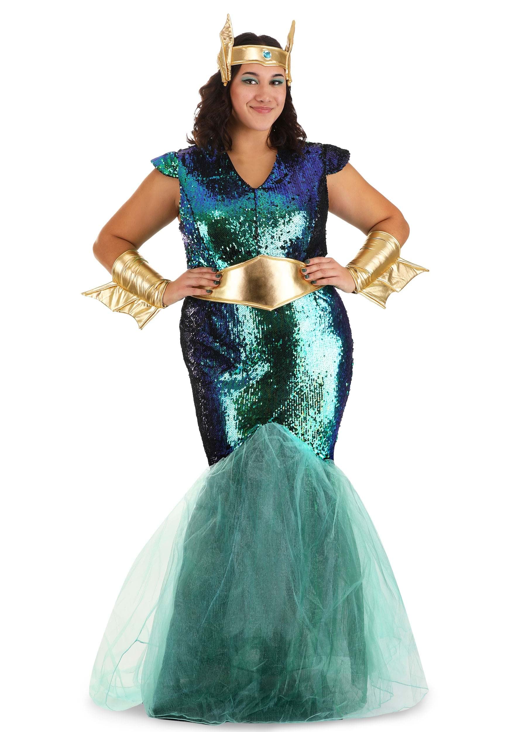 Mermaid Queen Costume for Women - Plus Size Sea Siren Dress for Halloween, Cosplay & Themed Parties | Elegant Underwater Fantasy Outfit