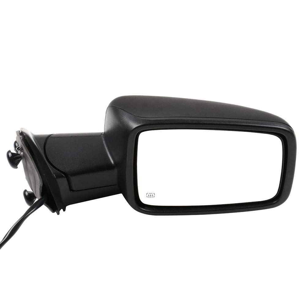 Black Right Side Mirror Replacement for 2011-2013 Ram 1500 - Textured Glass, Manual Folding, Heated with Turn Signal - Perfect for Truck Upgrades & Winter Driving