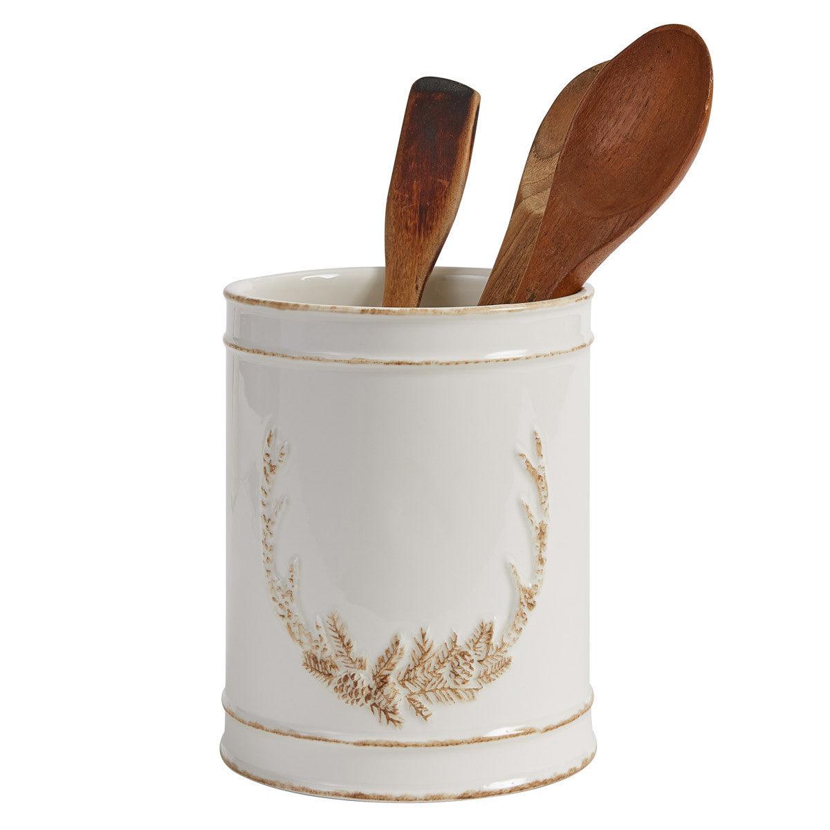 Antler Utensil Crock - Elegant Countertop Holder for Kitchen Tools | Perfect for Spoons, Forks & Cooking Utensils | Farmhouse & Rustic Home Decor by Park Designs