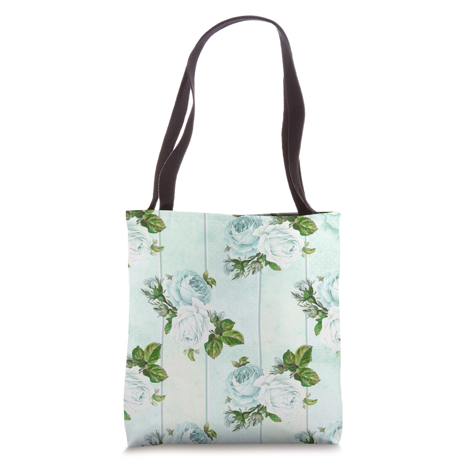 Stylish Teal & Turquoise Botanical Floral Rose Tote Bag for Women - Perfect for Work, Beach & Shopping