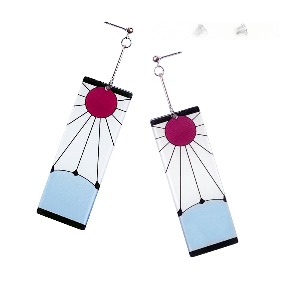 Tanjiro Kamado Earrings - Anime Demon Slayer Cosplay Ear Studs for Men & Women - Masquerade Costume Accessory for Halloween, Cosplay Events & Anime Conventions