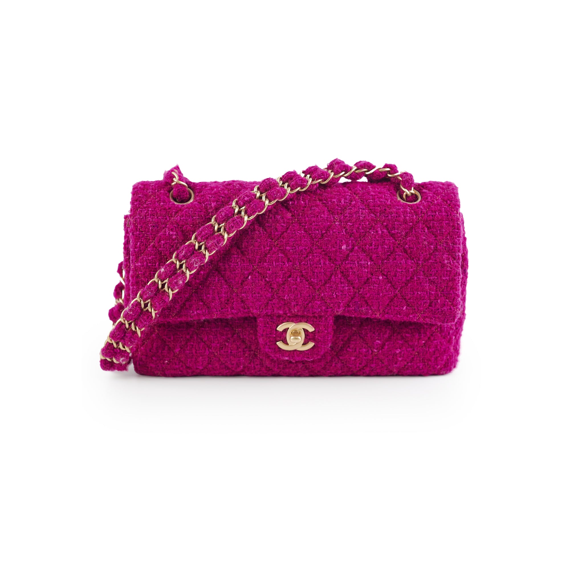 Chanel M/L Tweed Purple Classic Flap Shoulder Bag - Luxury Designer Handbag for Women | Perfect for Parties, Weddings & Special Occasions