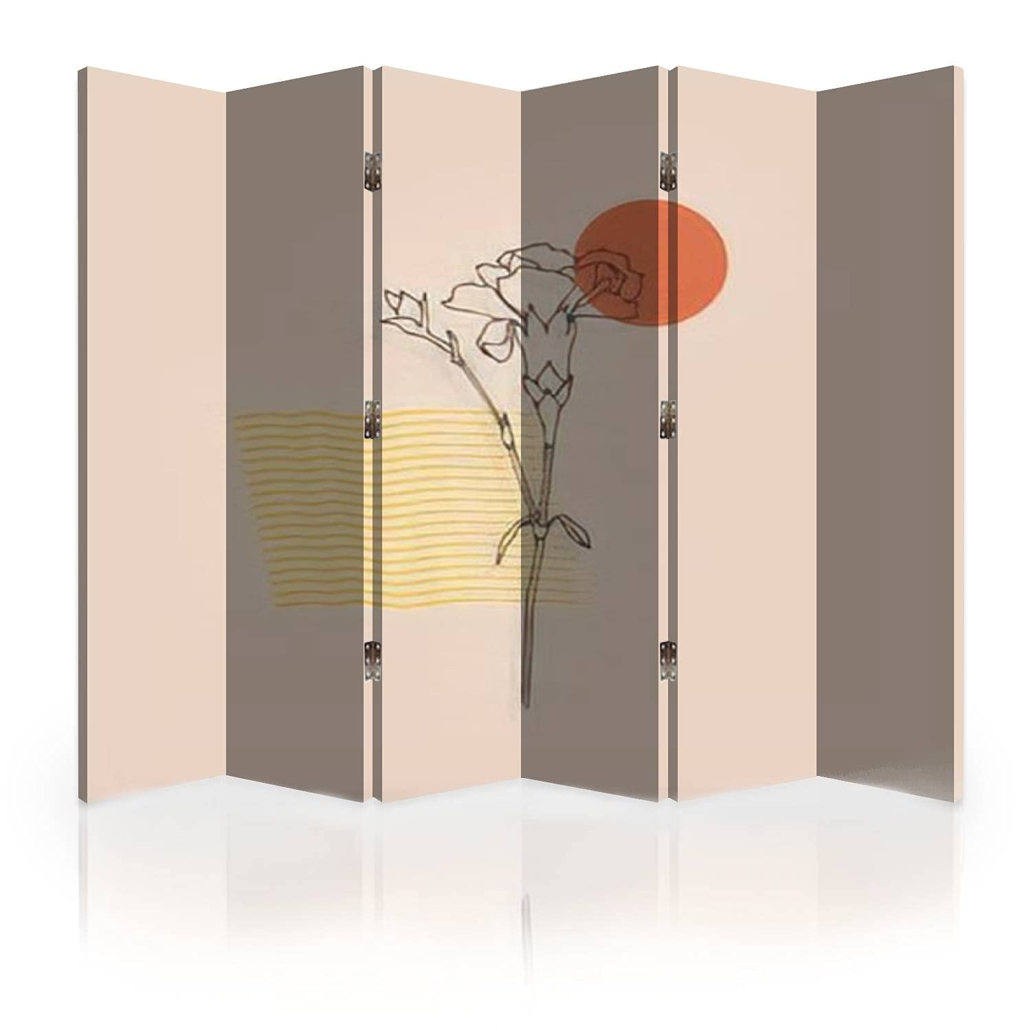 6-Panel Canvas Room Divider Screen with Clove Digital Collage - Modern Mid-Century Art Print Folding Privacy Partition for Bedroom, Office & Living Room | Space Separator & Home Decor