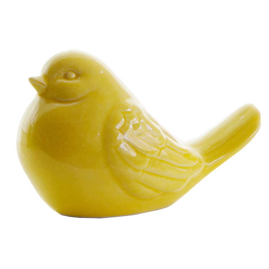 Vintage Yellow Glazed Ceramic Bird Figurine - Handcrafted Garden Statue for Outdoor & Indoor Decor | Antique Collectible Art Sculpture | Perfect for Patio, Lawn, Living Room & Office Decoration