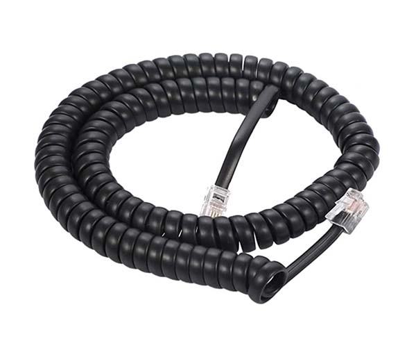 12Ft Coiled Handset Cord - RJ22 (4P4C) Black Telephone Replacement Cable for Office Phones, Home Landlines & Business Communication Systems