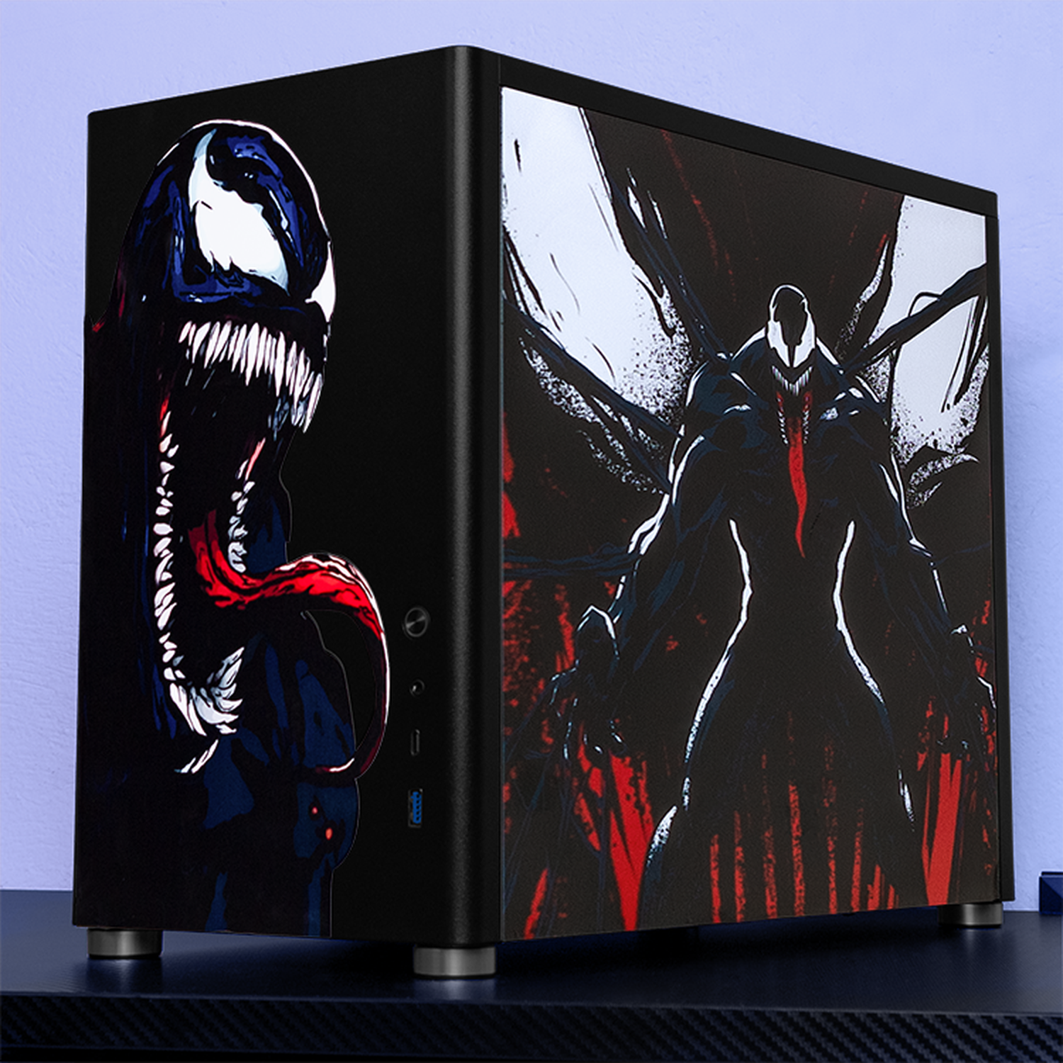 XTREME Gaming PC Case - Mini Tower Micro ATX with USB-C & Tempered Glass - Venom Comic Edition - Perfect for Gaming Setup & Home Office