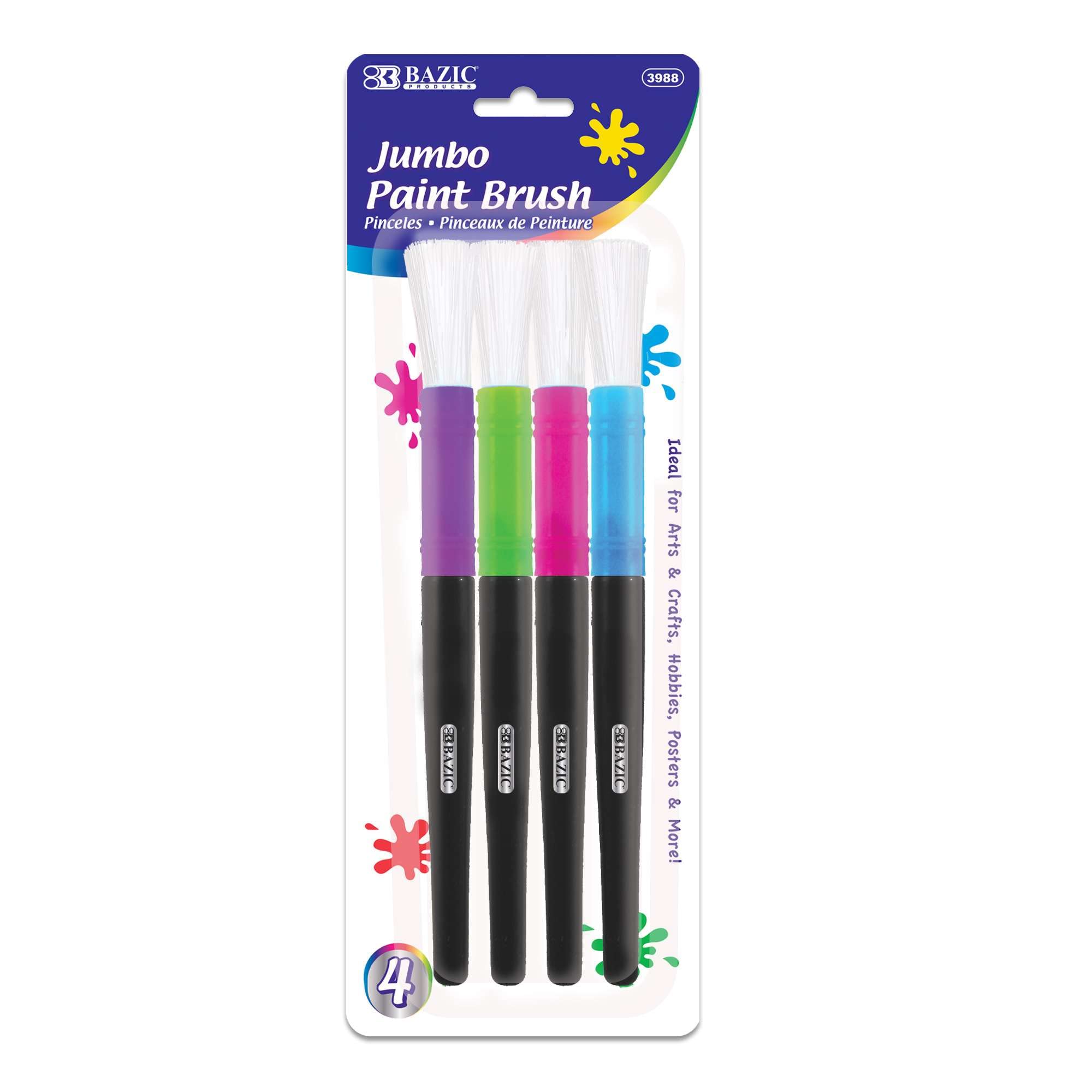 BAZIC 4-Pack Round Nylon Bristle Paint Brushes Set for Acrylic, Oil, Watercolor & Gouache Painting - Jumbo Artist Brushes for Kids & Adults (144-Packs) - Perfect for Art Classes, DIY Projects & Creative Gift Giving