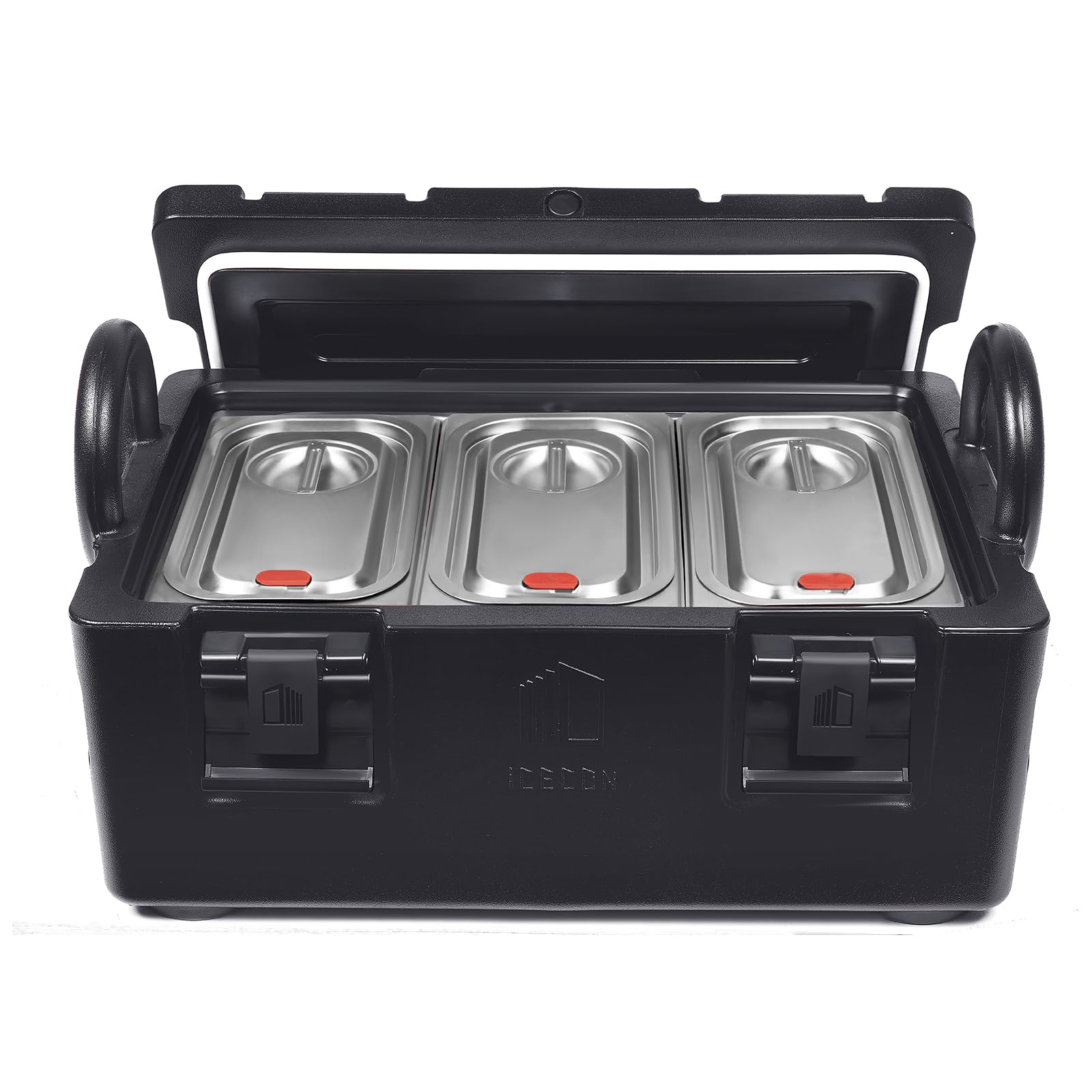 Insulated Food Pan Carrier with 3 Pans - 22 Quart Hot Box for Catering & Food Warmer | Stackable LLDPE Insulated Container for Restaurants, Canteens, Hotels & Family Gatherings | Perfect for Buffets, Parties & Outdoor Events