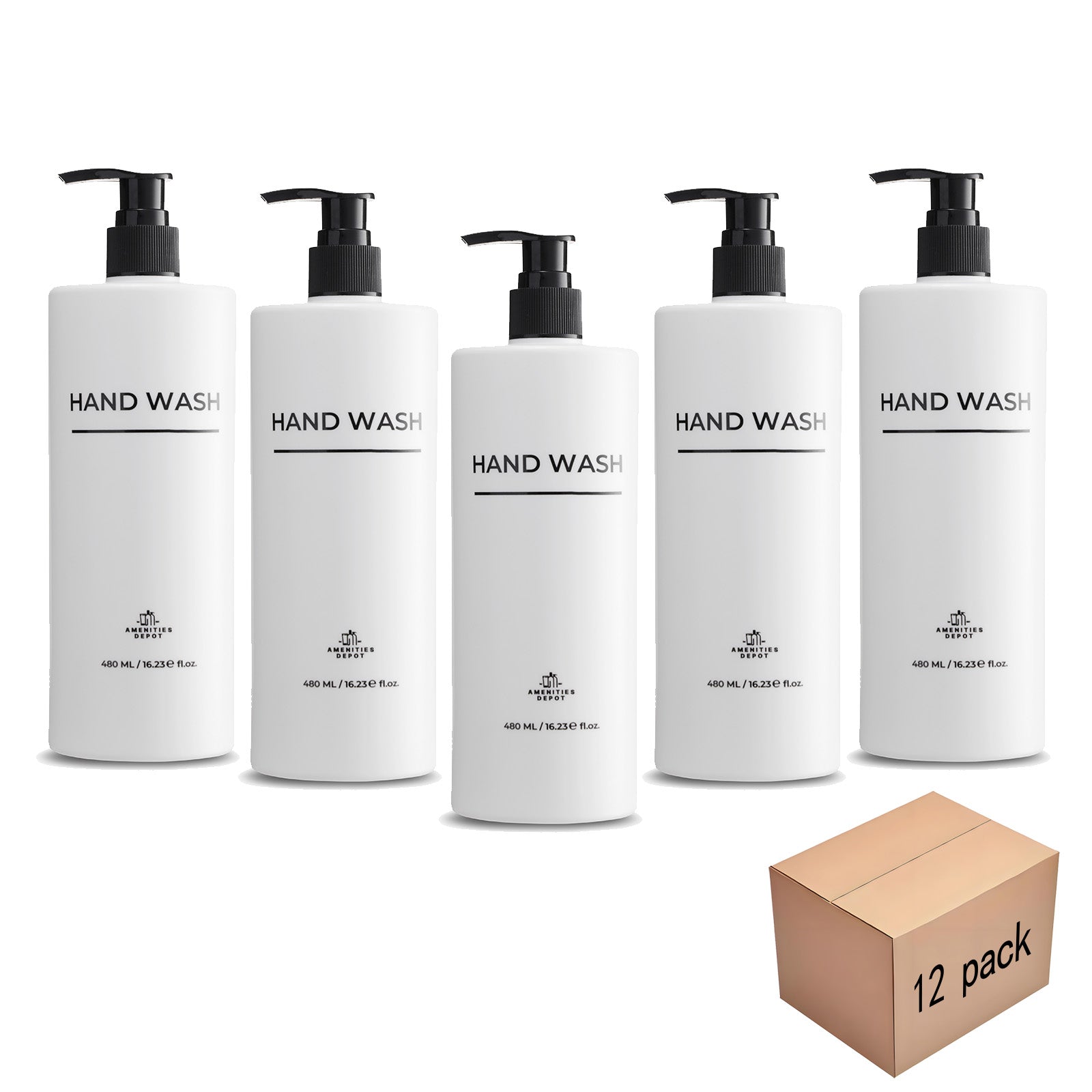 12 Pack Hotel Hand Wash Dispenser - 6.2oz/480ml Drill-Free Wall Mount Soap Dispenser (White) - Perfect for Hotels, Restrooms, Gyms & Commercial Spaces