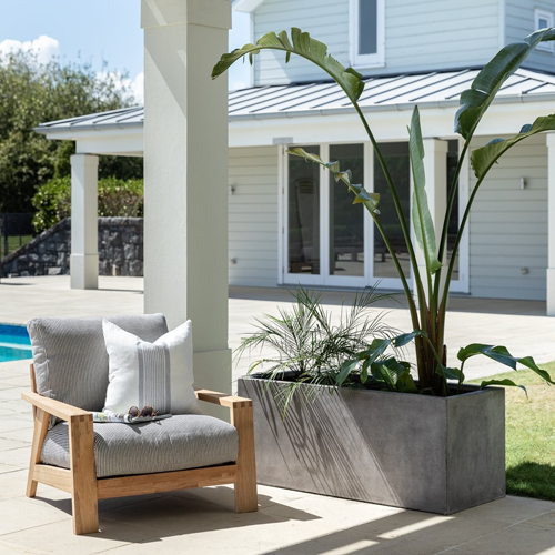 Waihou Cement Outdoor Planter - Medium Size Modern Garden Decor for Patio, Balcony & Backyard Landscaping