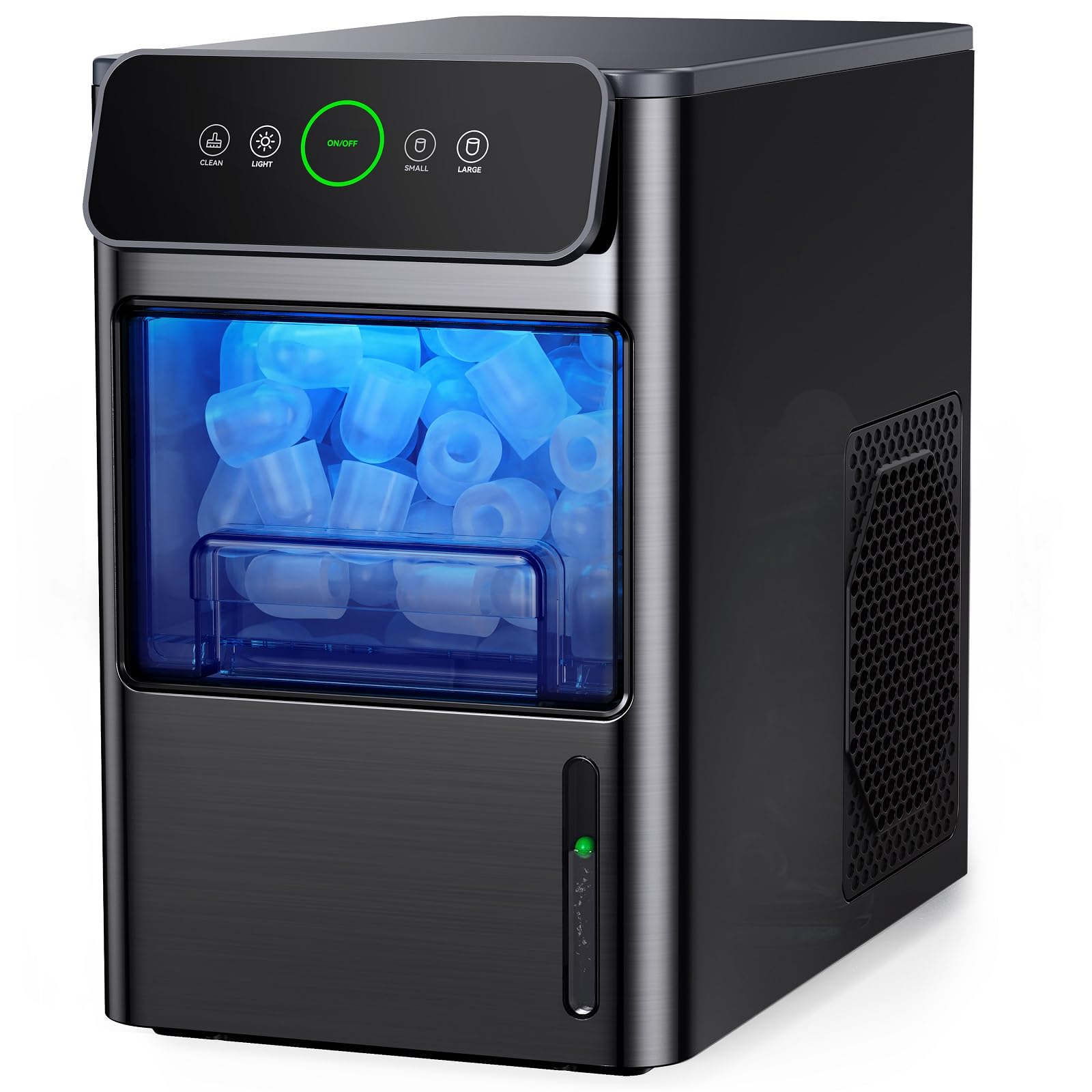 Silonn Portable Countertop Ice Maker - 20lbs Fast Bullet Ice Production in 6 Minutes, Stainless Steel Ice Machine with Water Level Window for Kitchen, Office, RV, Camping & Outdoor Use