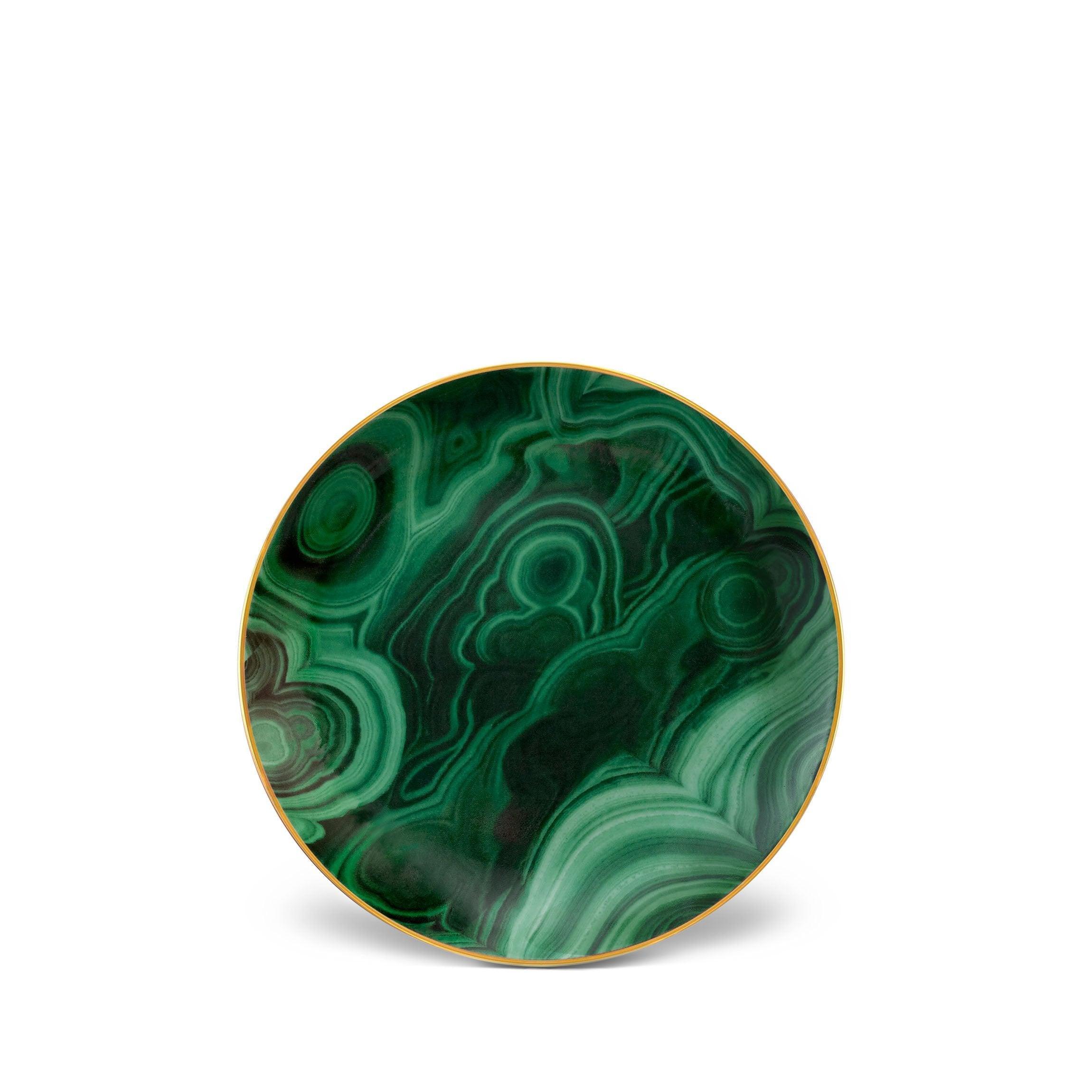 Premium Malachite Canape Plates Set of 4 - Elegant Stoneware Appetizer Dishes for Cocktail Parties, Wedding Receptions & Holiday Entertaining