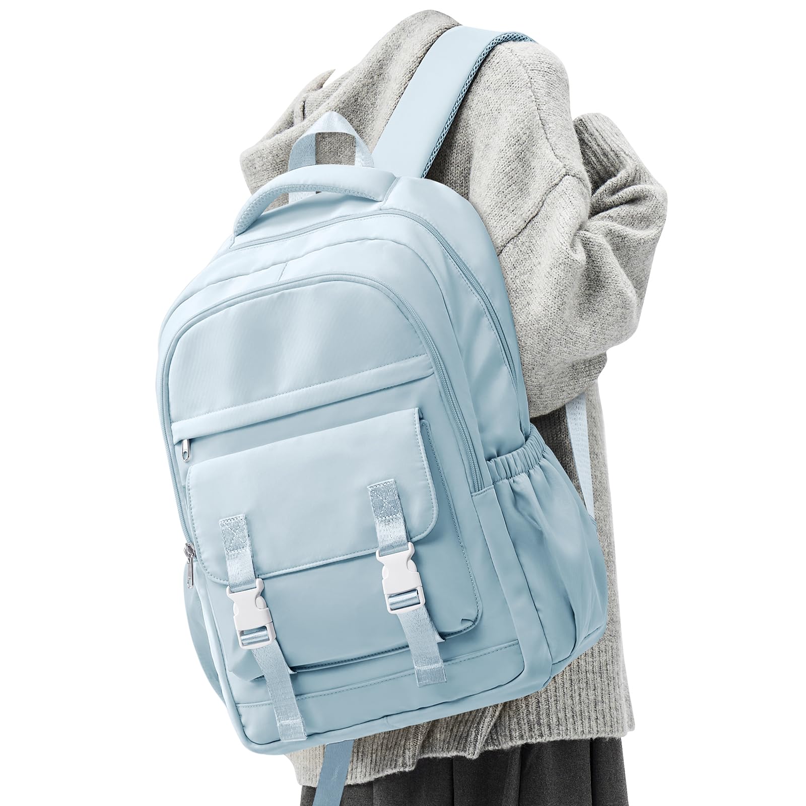 Durable Waterproof School Backpack for Women & Men - College Backpack with Multiple Pockets, Cute Bookbag for Teens, Girls & Boys - Perfect for School, Travel & Daily Commute (Blue)