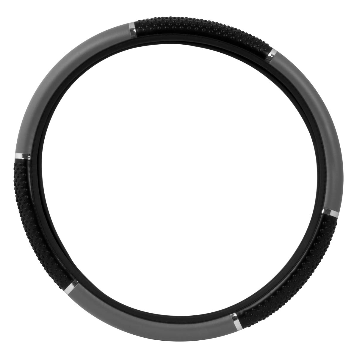 GG Grand General 54047 18-Inch Gray Steering Wheel Cover with Black Hand Grips - Non-Slip Grip for Cars, Trucks & SUVs - Perfect for Comfort & Style While Driving