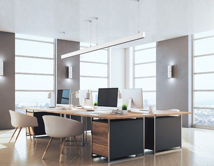 Recsheeve Slim LED Linear Hanging Lamp - Modern Minimalist Lighting for Bedroom, Kitchen, and Office Decor