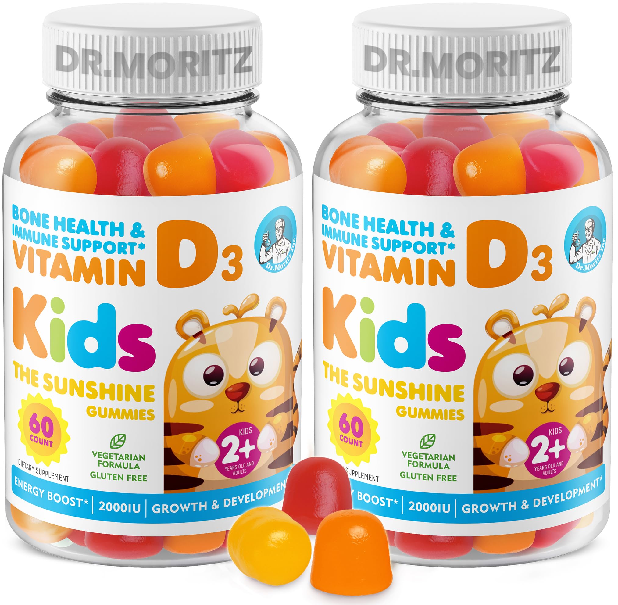 DR. MORITZ Vitamin D3 Gummies 2000 IU - Immune Support Supplement for Kids & Adults - Vegetarian, Gelatin-Free Chewable Vitamins - 2 Pack (120 Count) - Perfect for Daily Immune Boosting & Bone Health Support