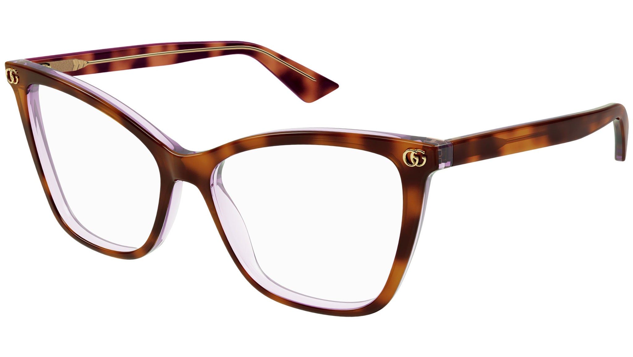 Gucci GG1817O Cat Eye Sunglasses for Women - Havana Violet Frame & UV Protection - Perfect for Beach, Driving & Fashion Accessories