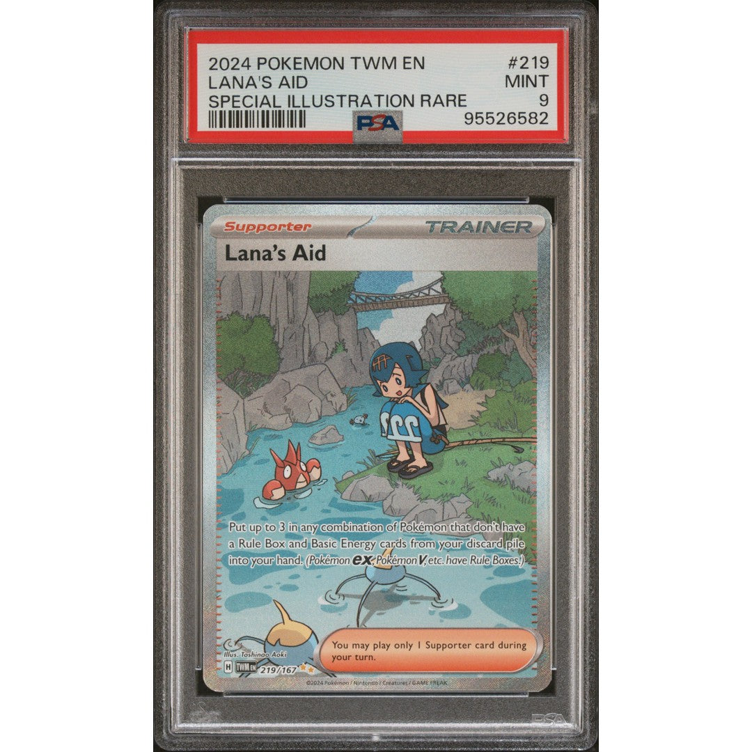 2024 Pokemon Twilight Masquerade Lana's Aid 219/167 PSA 9 Graded Card - Rare Collectible for Trading Card Game Enthusiasts | Perfect for Pokemon TCG Battles, Collections & Investments