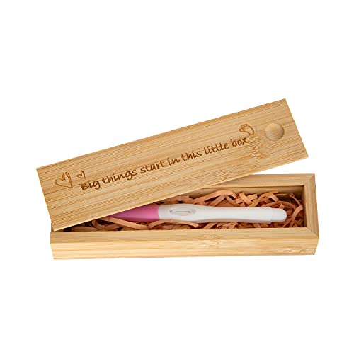 Pregnancy Keepsake Test Box - Wooden Baby Memory Box for Announcements to Dad | Gender Reveal Gift, First Trimester Keepsake & Newborn Memory Storage (Perfect for Baby Showers, Gender Reveal Parties & Parent Announcements)