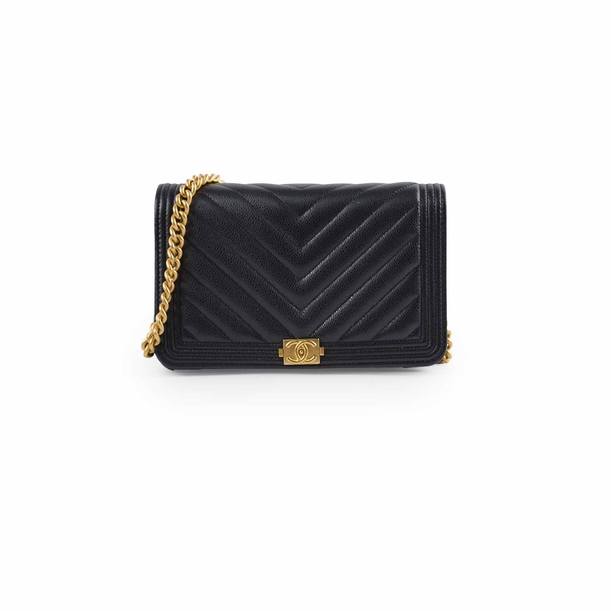 Chanel Boy Black Leather Wallet on Chain with Microchip - Luxury Crossbody Bag for Women, Perfect for Evening Events & Daily Use