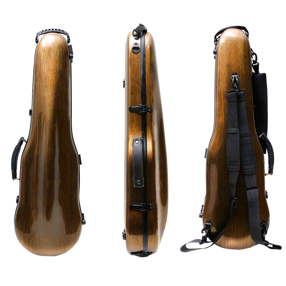 Premium 4/4 Full Size Carbon Fiber Violin Case - Durable Hard Shell Travel Case with Shoulder Straps & Cello-Style Design (Bronze) | Perfect for Professional Musicians, Air Travel & Outdoor Performances