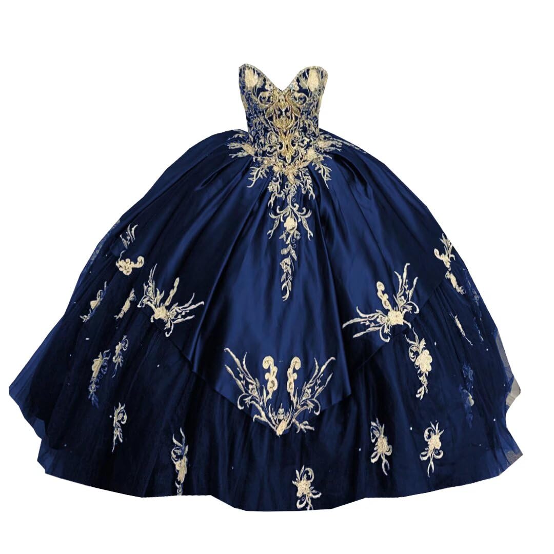 2025 Sexy Black Ball Gown Quinceanera Dress - Mexican Party Dress with Long Gold Embroidery, Charro Style XV Birthday Dress for Sweet 15 Celebration | Perfect for Quinceañera, Debutante Balls & Special Occasions