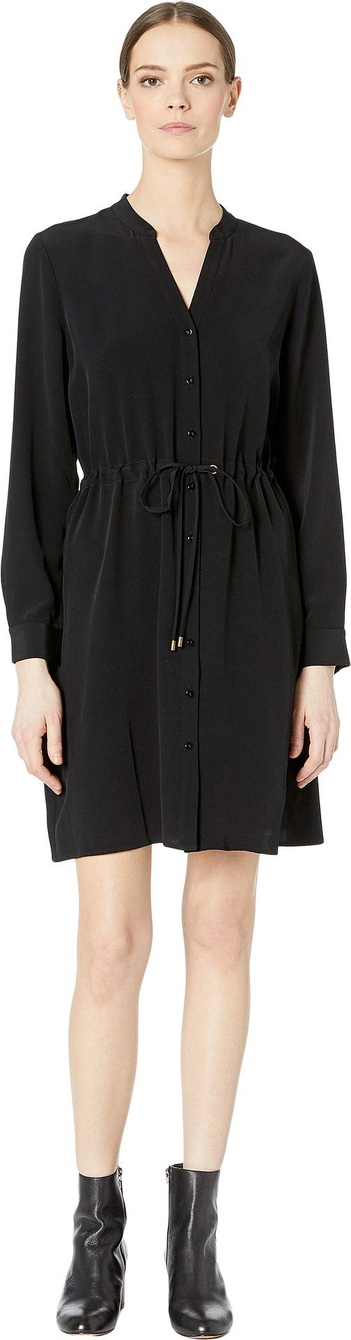 Eileen Fisher Women's Drawstring Waist Shirt Dress - Black, Medium Size | Casual Office Wear & Summer Dress for Women