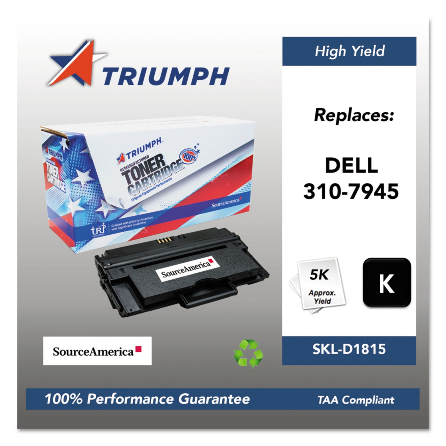751000NSH1088 Remanufactured 310-7945 High Yield Black Toner Cartridge - 5000 Page Yield | Compatible with HP Printers | Ideal for Office & Home Printing