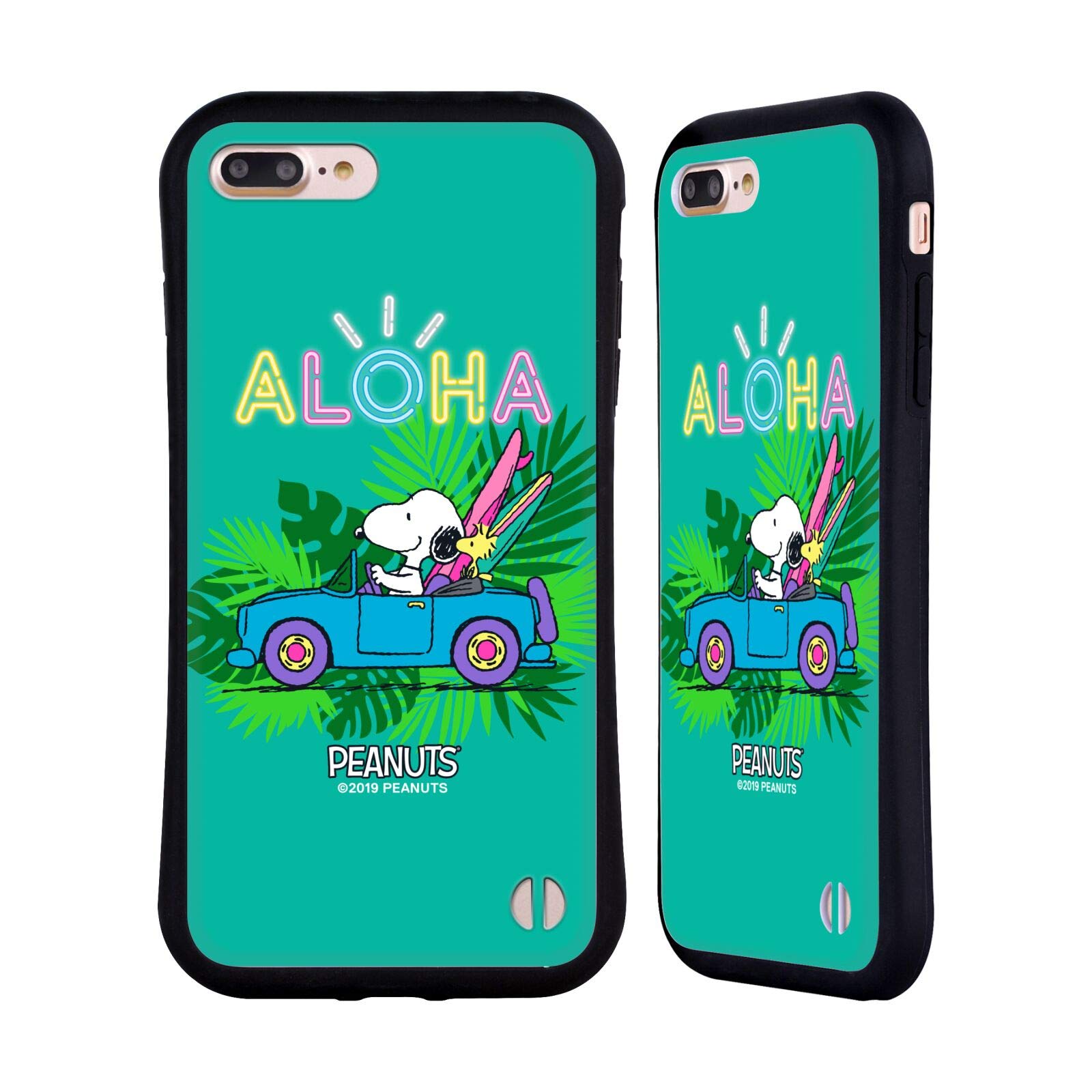 Head Case Designs Officially Licensed Peanuts Tropical Surf Snoopy Aloha Disco Hybrid Case for iPhone 7 Plus/8 Plus - Beach Vacation, Summer Outing, and Pool Party Essential Accessory