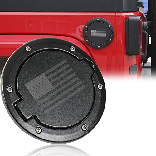 Jeep Wrangler JK & Unlimited 2007-2017 RT-TCZ Fuel Filler Door Cover - US Flag Design Gas Tank Cap Replacement | Durable Exterior Accessories for Off-Road & Daily Driving