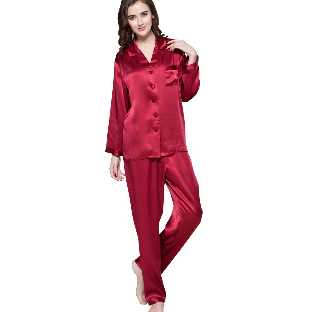 Luxury 100% Mulberry Silk Pajamas for Women - 22 Momme Pure Long Sleeve Full Length Silk Nightwear | Elegant Sleepwear for Relaxation, Spa Days & Special Occasions