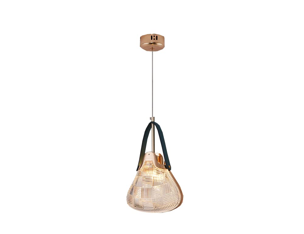 DSYADT Modern Chrome Acrylic Pendant Light Fixture - 1-Light Leather Shade Chandelier, Clear Money Bag Koi Ceiling Lamp for Kitchen, Dining Room, Bedroom | Elegant Lighting for Home Decor & Restaurant Ambiance