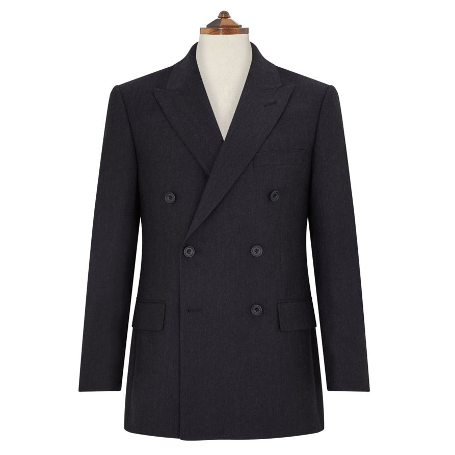 Kingsbury Men's Charcoal Gray Wide Herringbone Wool Suit - Perfect for Business Meetings, Weddings & Formal Events
