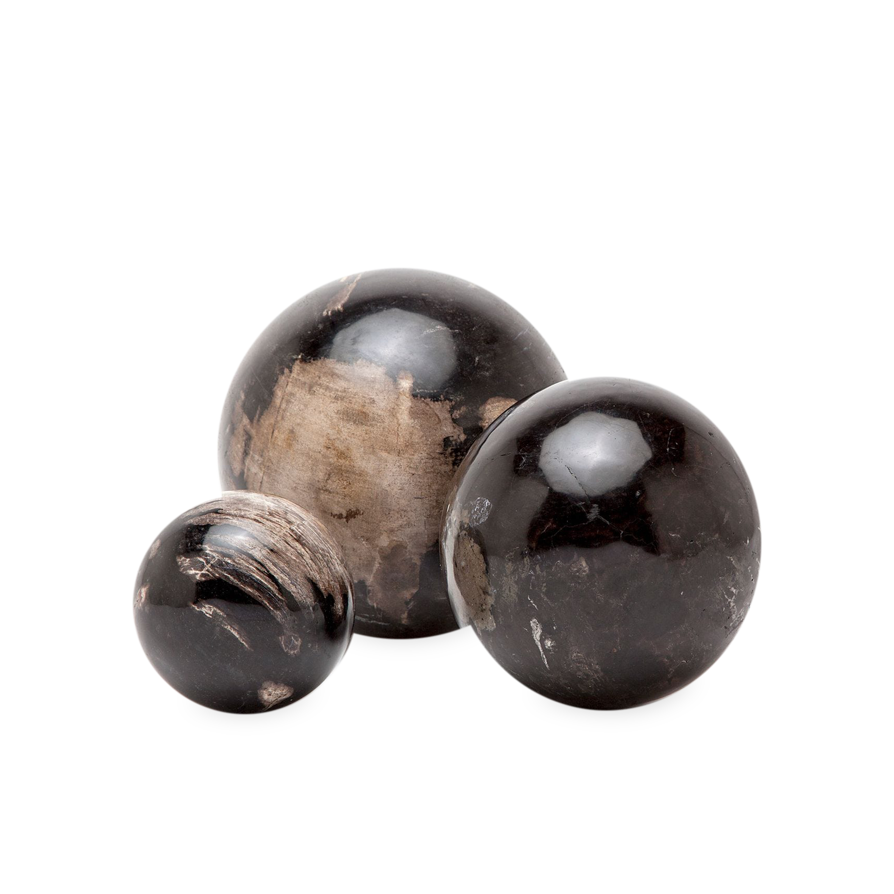 Natural Petrified Wood Balls - Polished Stone Spheres for Home Decor, Meditation & Feng Shui - Unique Geological Collectibles for Display, Office Desk & Healing Crystals Collection
