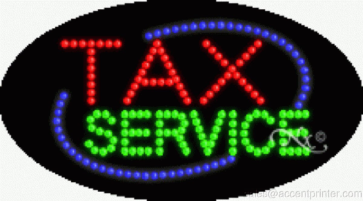 Tax Service Flashing & Animated LED Sign - High Impact, Energy Efficient Business Signage for Storefronts, Offices & Retail Spaces