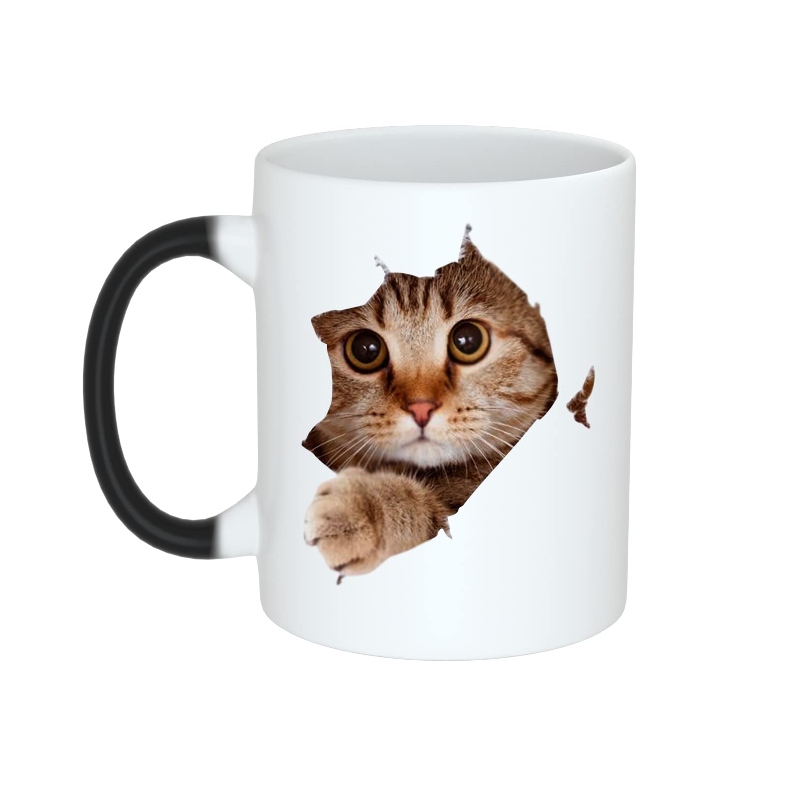 Heat Sensitive Color Changing Ceramic Coffee Mug - 11oz Funny Cat Design, Cute Christmas Gift for Women, Men & Kids | Perfect for Hot Drinks, Office Use & Holiday Presents