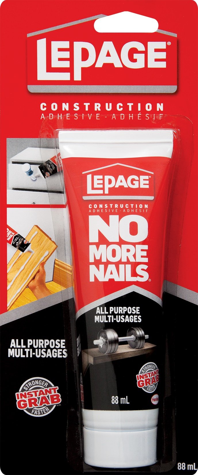 88mL No More Nails All-Purpose Construction Adhesive - Strong Bonding Glue for Wood, Metal, Ceramic & More - Perfect for Home Repairs, DIY Projects & Construction Work