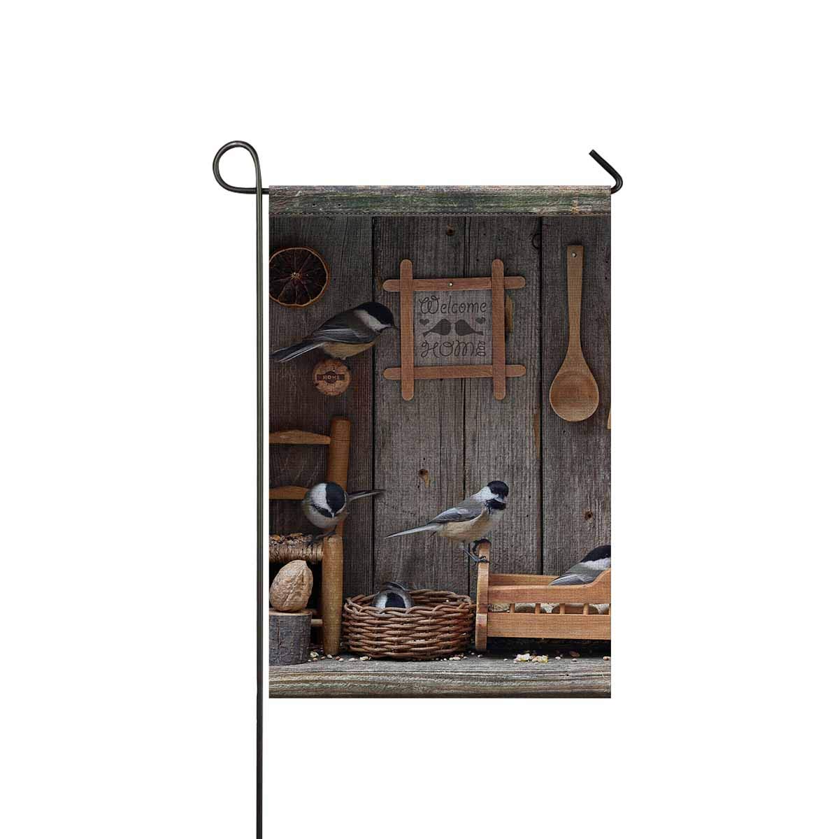 Chickadees Welcome Home Garden Flag Decor - 12 x 18 Inch Outdoor Yard Banner for Spring & Summer Seasonal Decoration