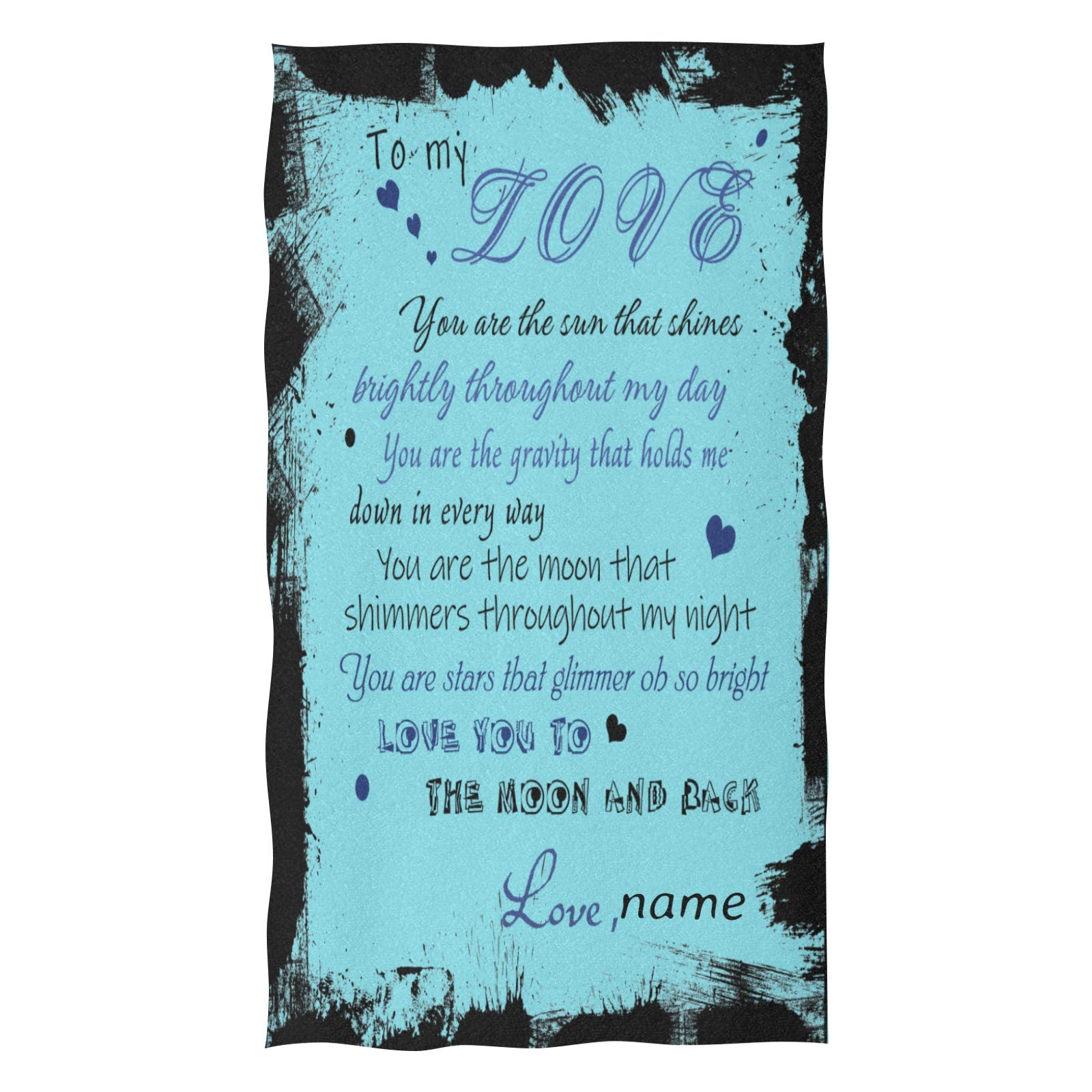 Personalized 'To My Love' Hand Towels - Soft Absorbent Microfiber Bath Towels with Custom Name - Quick Dry Multipurpose Towel for Bathroom, Hotel, Gym, Spa & Kitchen (16x28 Inches) - Perfect for Romantic Gifts, Wedding Favors & Home Decor