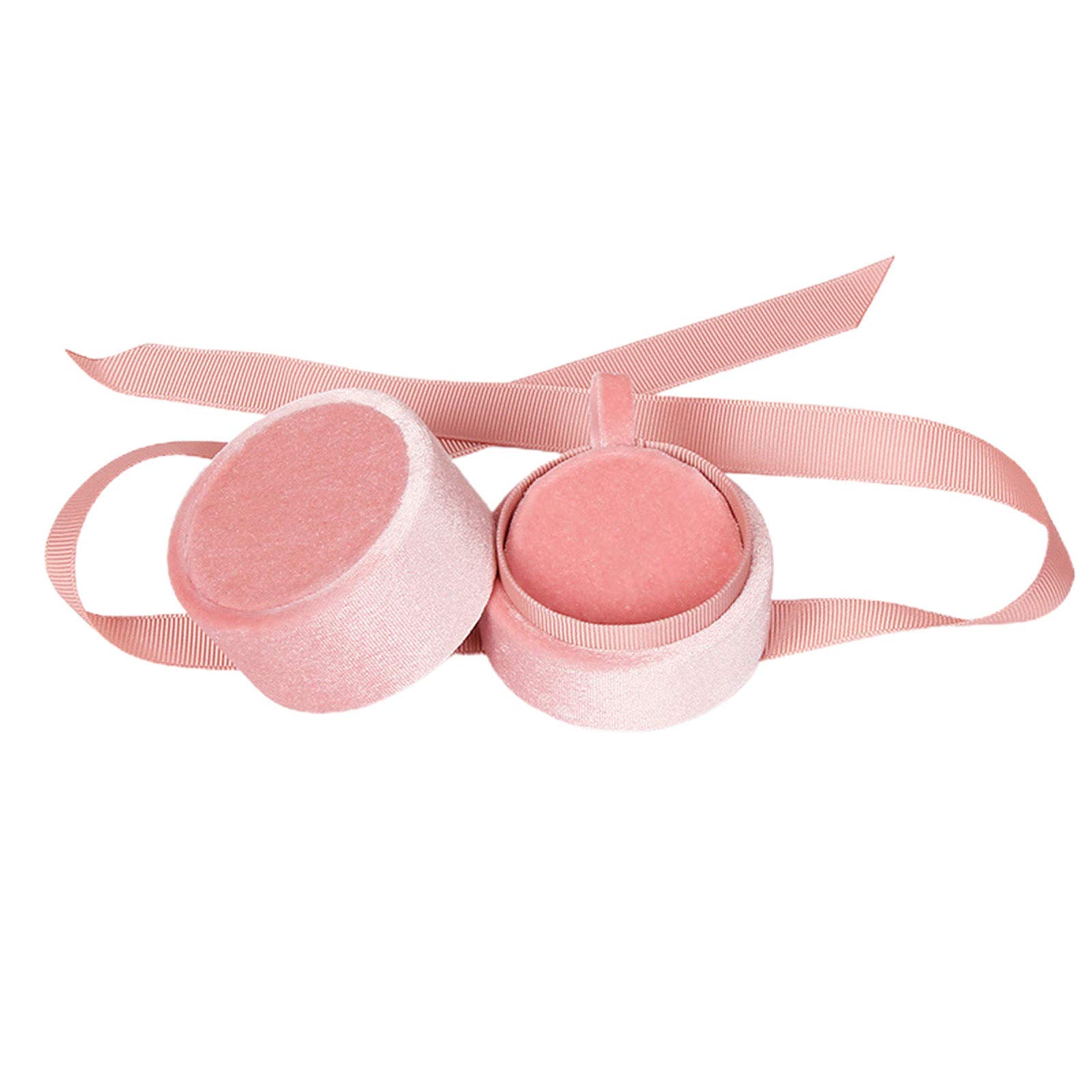 Elegant Round Bowknot Corduroy Ring Box - Jewelry Display Case for Engagement Rings, Earrings & Necklaces - Perfect for Wedding Proposals, Gift Giving & Jewelry Storage