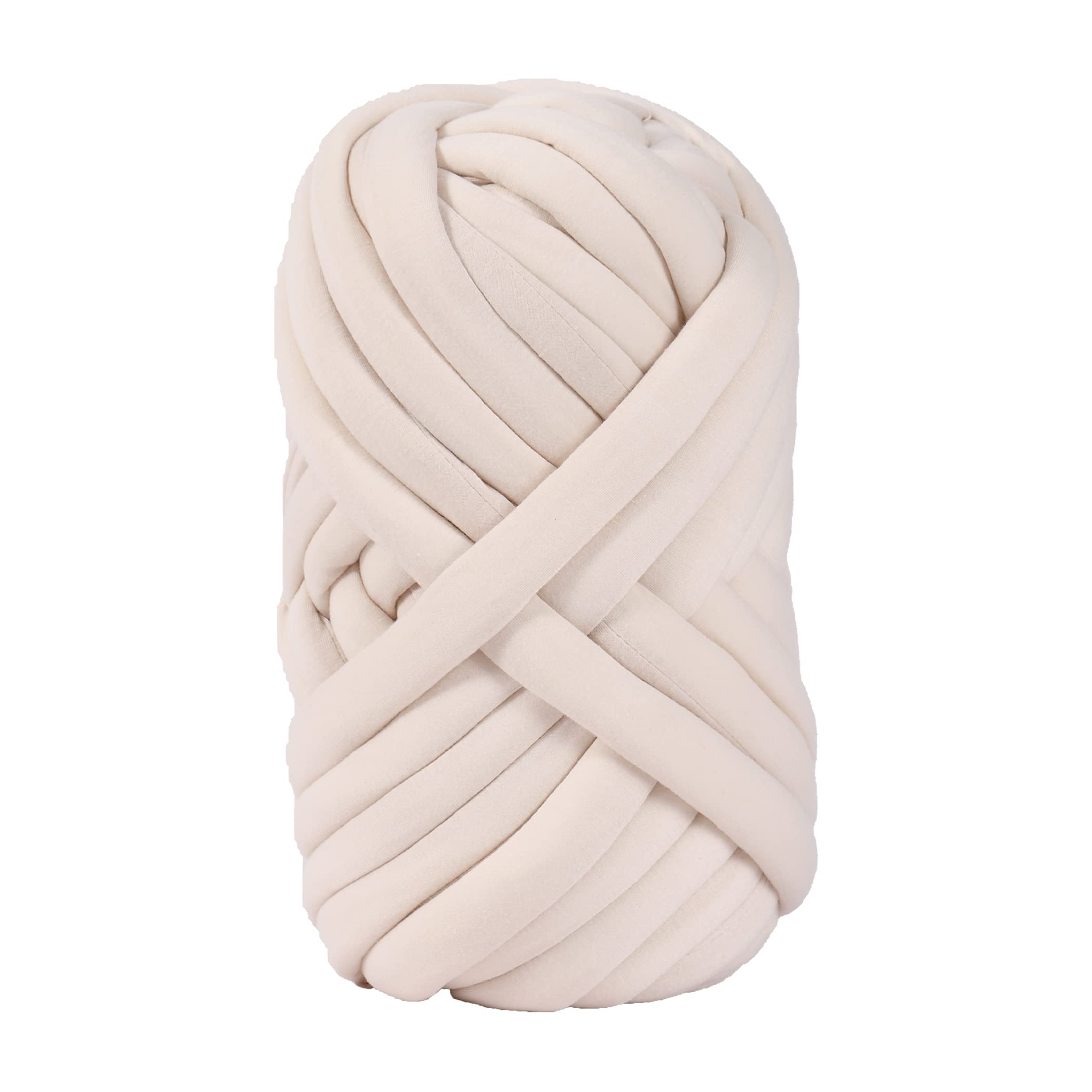 Chunky Braided Tube Yarn - Bulky Giant Cotton Rope for Arm Knitting & DIY Handmade Blankets - Machine Washable (Camel, 4.4 lbs / 108 Yards) - Perfect for Cozy Winter Throws, Home Decor & Craft Projects