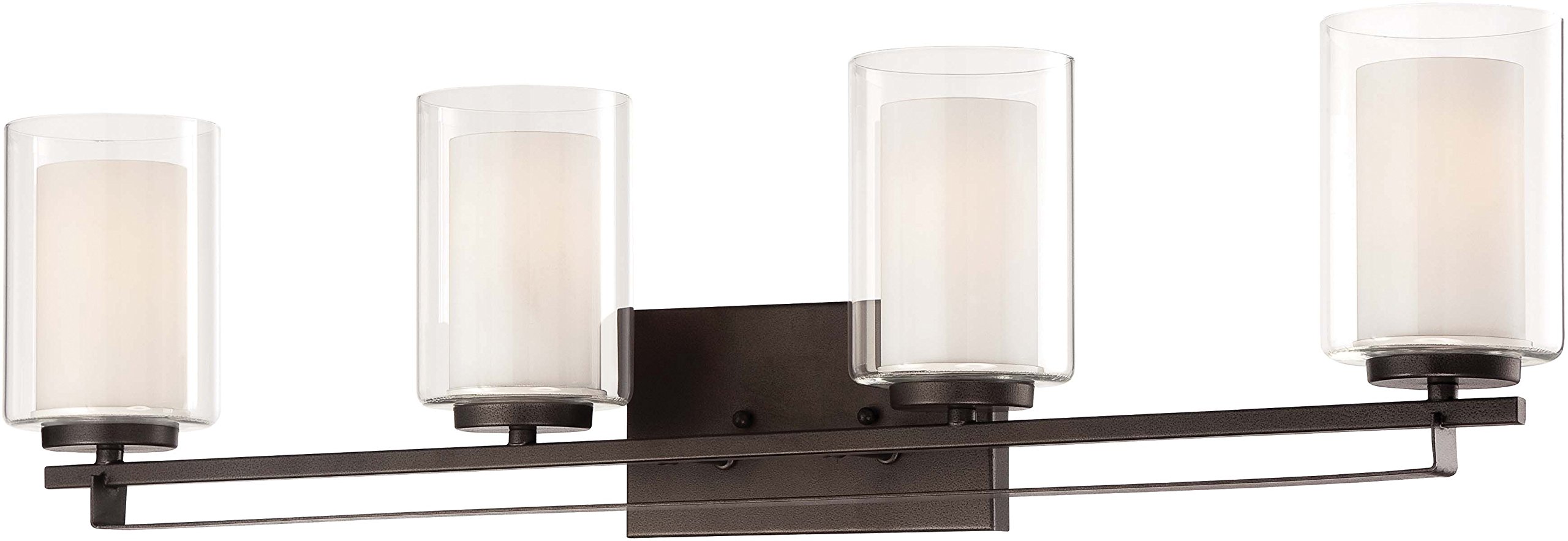 Minka Lavery 6104-172 Parsons Studio 4-Light Wall Sconce - Smoked Iron Vanity Lighting with Glass Shade for Bathroom, Bedroom & Hallway